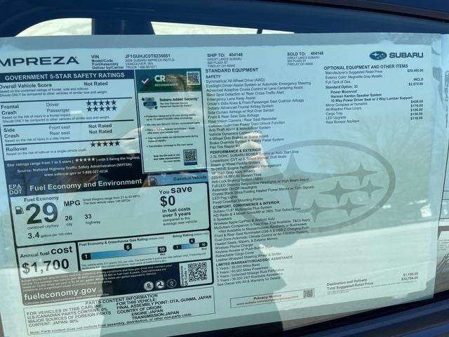 2026 Subaru IMPREZA RS