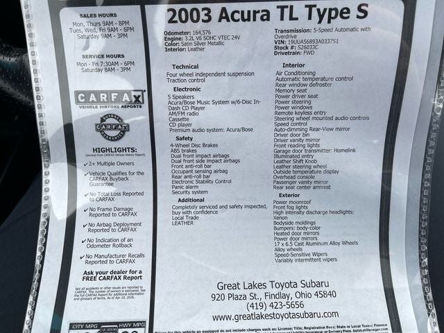 2003 Acura TL Type S