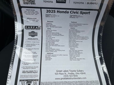 2025 Honda Civic Sport