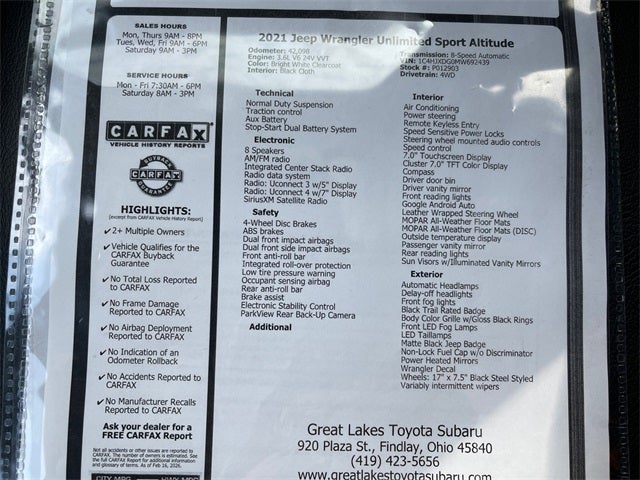 2021 Jeep Wrangler Unlimited Sport Altitude