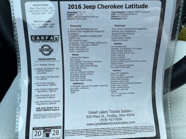 2016 Jeep Cherokee Latitude