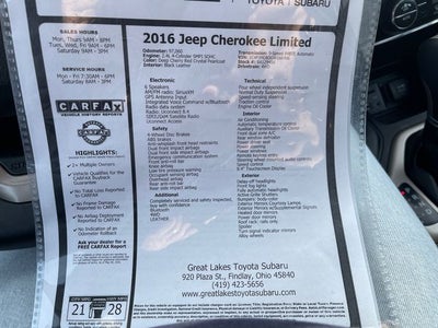 2016 Jeep Cherokee Limited