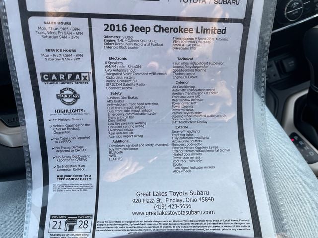 2016 Jeep Cherokee Limited