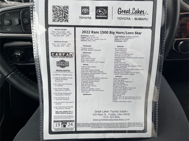 2022 RAM 1500 Big Horn/Lone Star