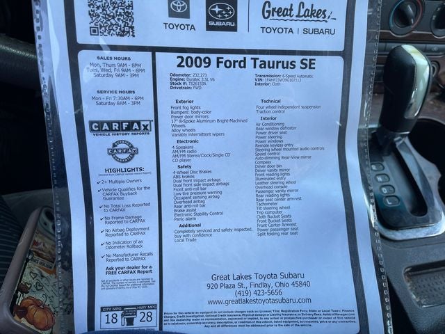 2009 Ford Taurus SE