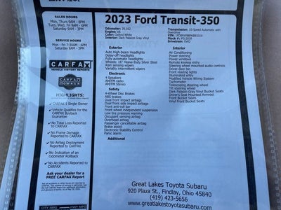 2023 Ford Transit-350 T-350 RWD DRW 138" WB 9950 GVWR