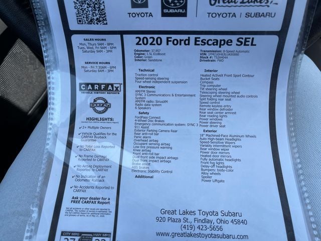 2020 Ford Escape SEL