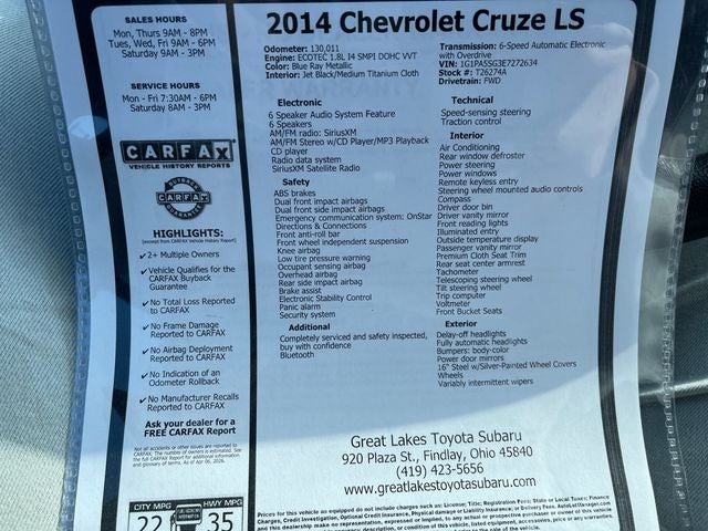 2014 Chevrolet Cruze LS