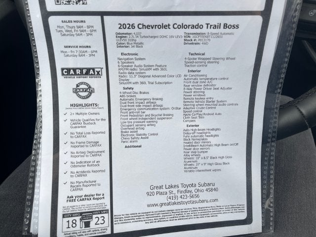 2026 Chevrolet Colorado Trail Boss