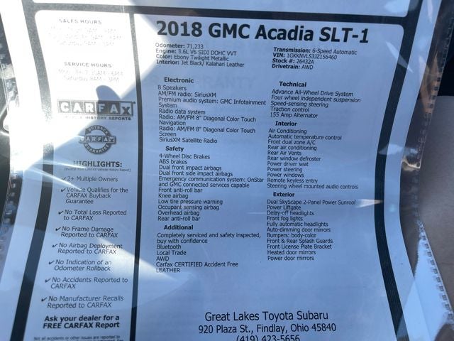 2018 GMC Acadia SLT-1