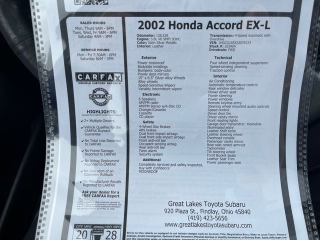 2002 Honda Accord EX-L
