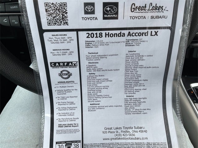 2018 Honda Accord LX