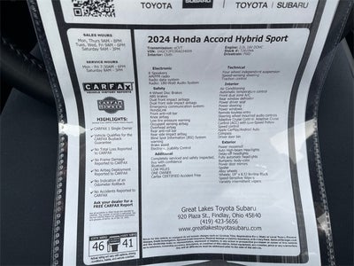 2024 Honda Accord Hybrid Sport