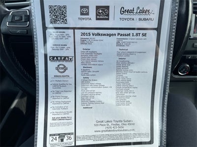 2015 Volkswagen Passat 1.8T SE w/Sunroof/Nav