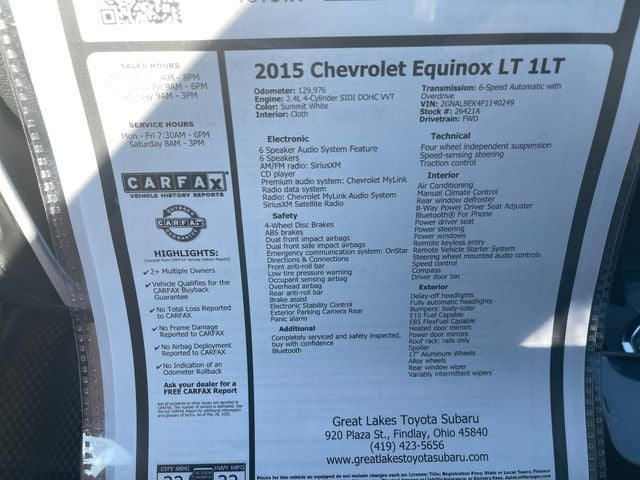 2015 Chevrolet Equinox LT 1LT