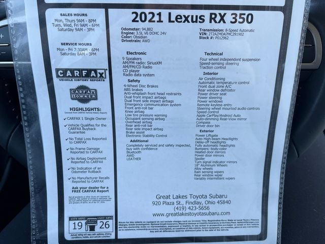 2021 Lexus RX 350