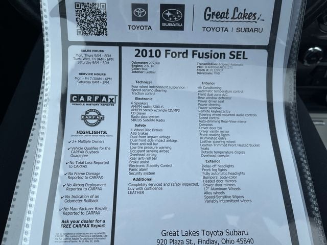 2010 Ford Fusion SEL