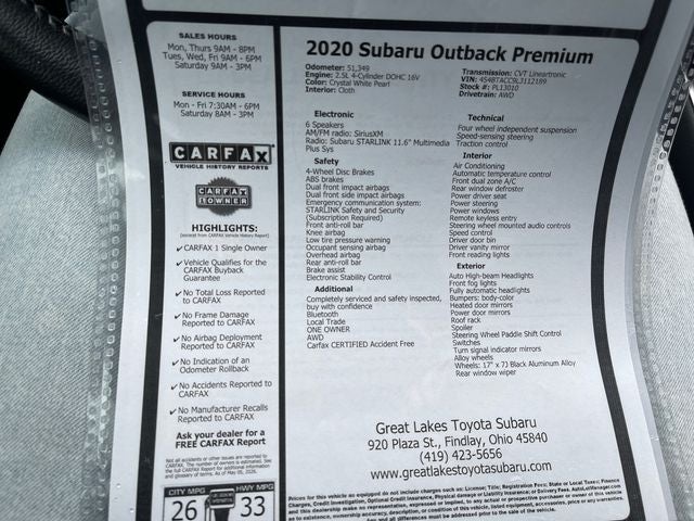 2020 Subaru Outback Premium