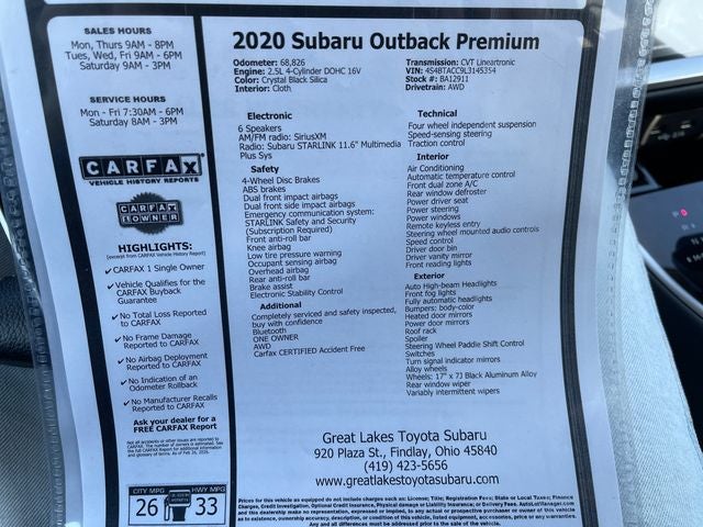 2020 Subaru Outback Premium