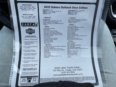 2025 Subaru Outback Onyx Edition