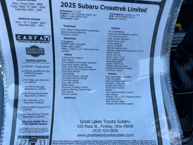 2025 Subaru Crosstrek Limited
