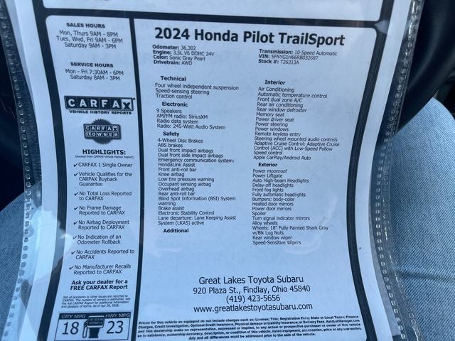 2024 Honda Pilot TrailSport