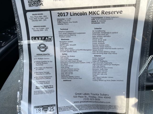2017 Lincoln MKC Reserve