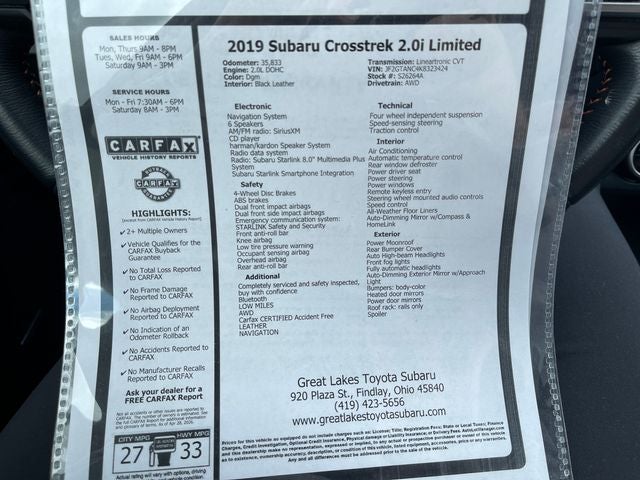 2019 Subaru Crosstrek 2.0i Limited