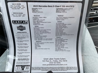 2023 Mercedes-Benz E-Class E 350 4MATIC®