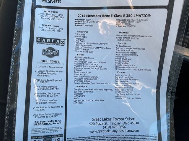 2015 Mercedes-Benz E-Class E 350 4MATIC®
