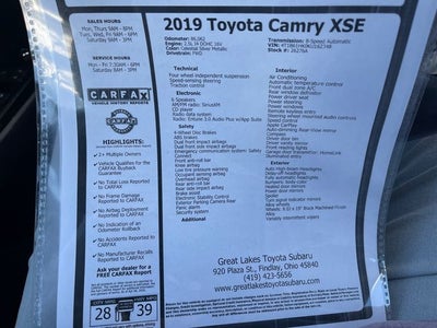 2019 Toyota CAMRY XSE