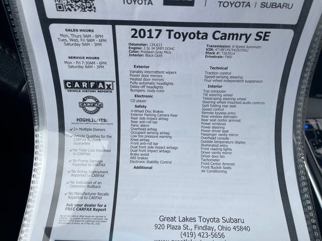 2017 Toyota Camry SE