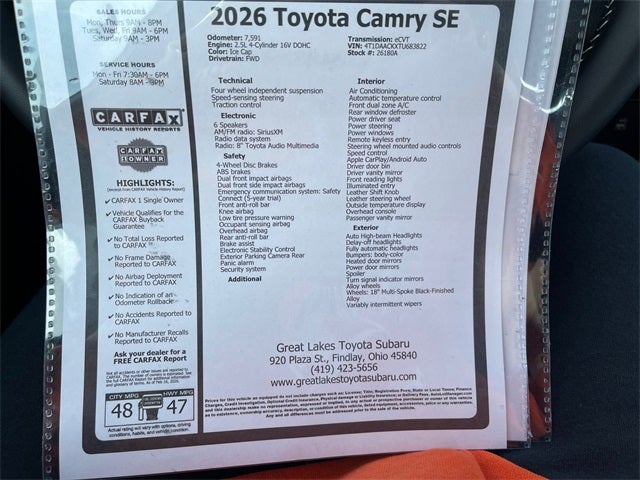 2026 Toyota CAMRY SE