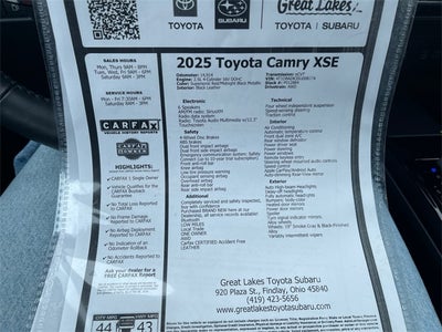 2025 Toyota CAMRY XSE