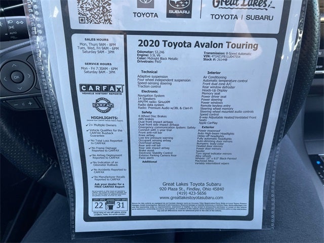 2020 Toyota AVALON Touring