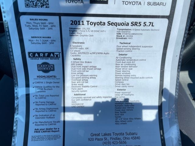 2011 Toyota SEQUOIA SR5 5.7L