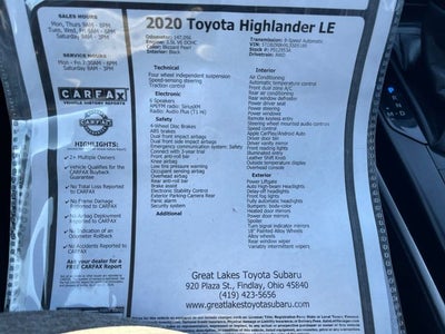 2020 Toyota HIGHLANDER L