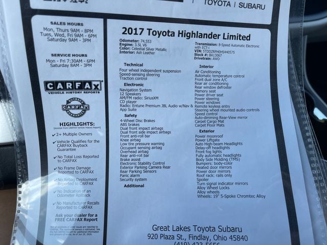 2017 Toyota Highlander Limited