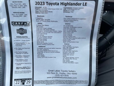 2023 Toyota HIGHLANDER LE