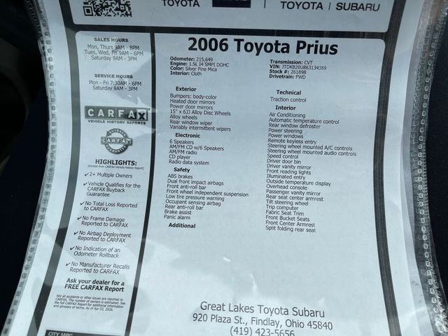 2006 Toyota Prius 5dr HB (Natl)