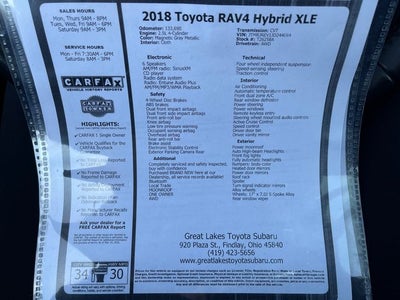 2018 Toyota RAV4 HYBRID XLE