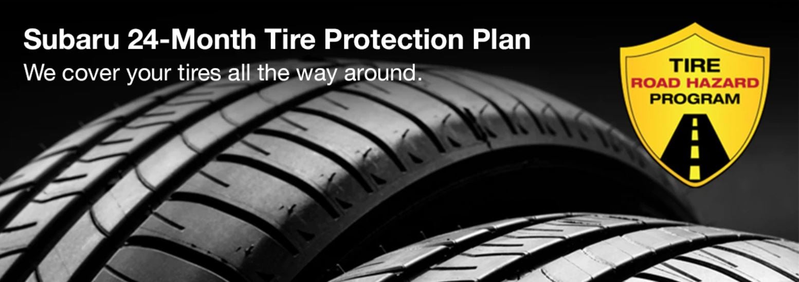 Subaru tire with 24-Month Tire Protection and road hazard program logo. | Great Lakes Subaru in Findlay OH