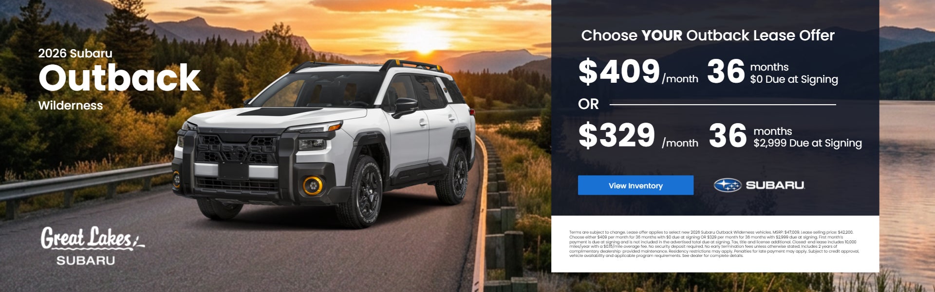2026 Subaru Outback lease offer