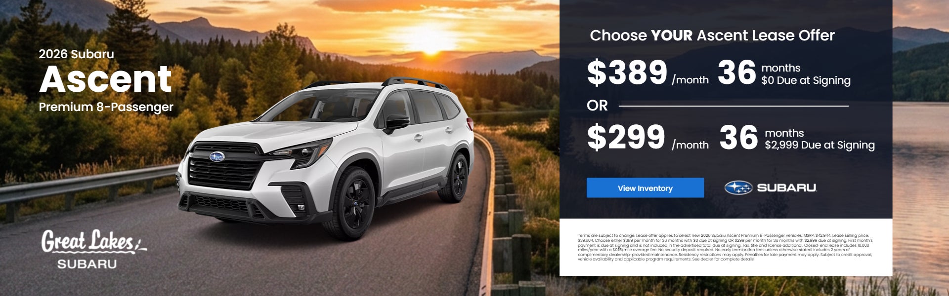 2026 Subaru Ascent lease offer