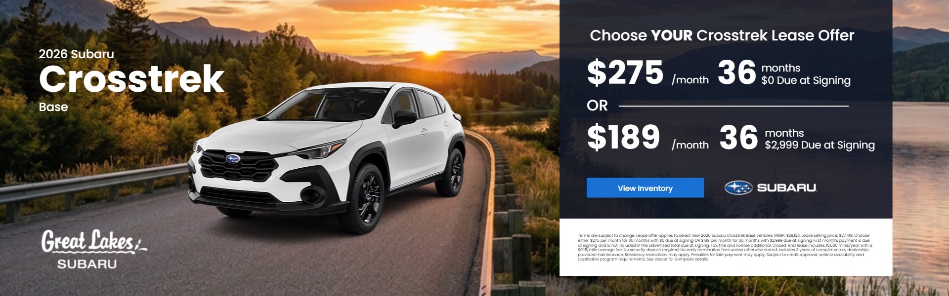 2026 Subaru Crosstrek lease offer