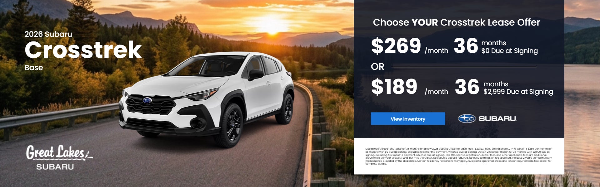 2026 Crosstrek lease offer