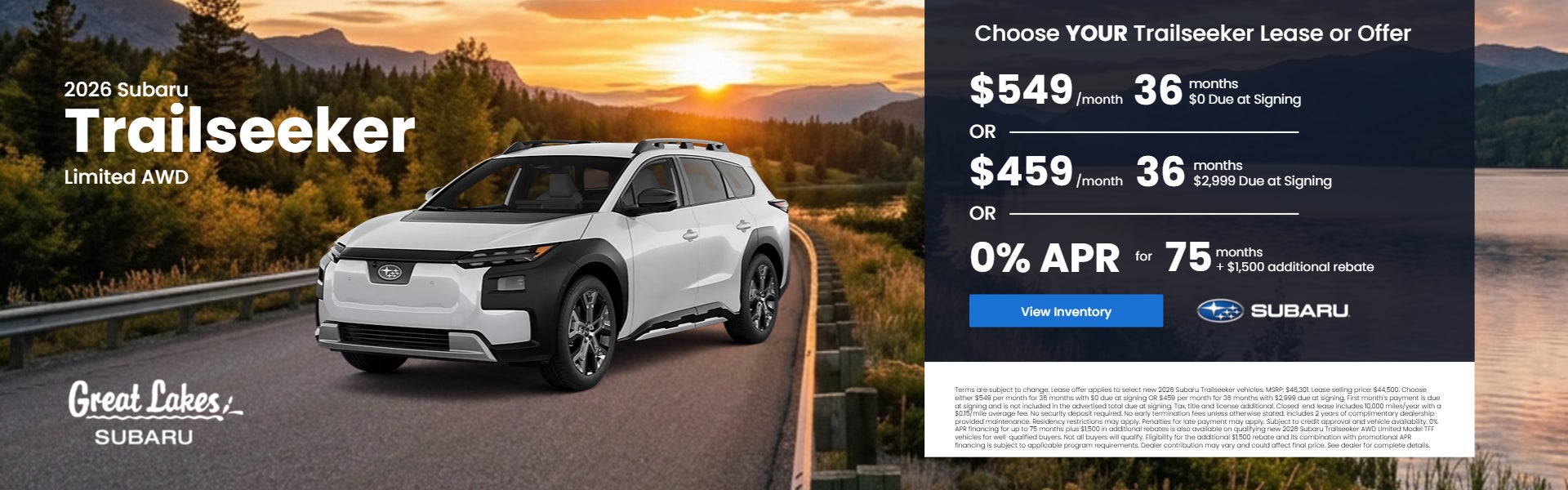 2026 Subaru Trailseeker lease offer