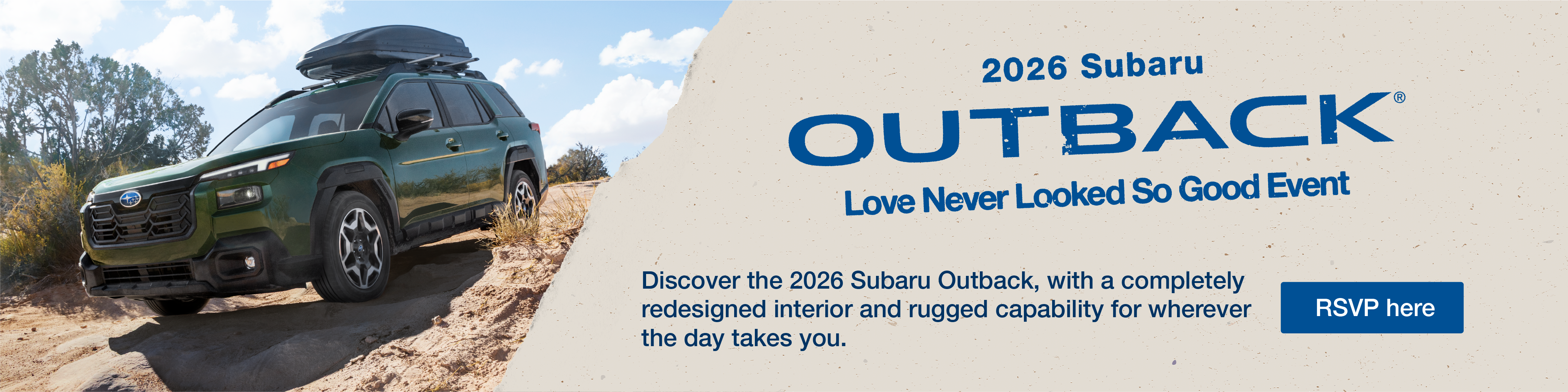 Subaru Outback driving on rugged terrain.