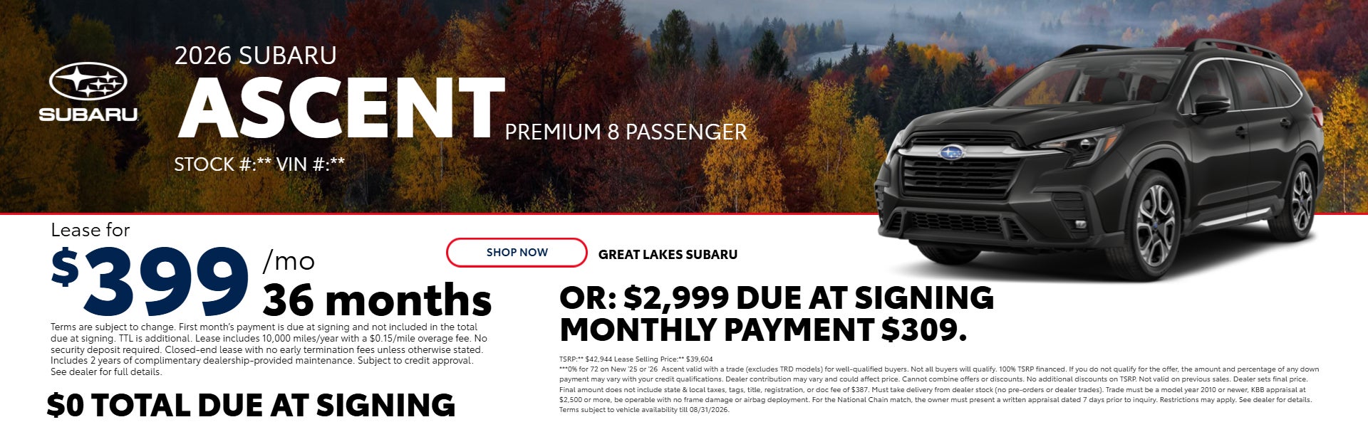 2026 Subaru Ascent Premium 8 passenger